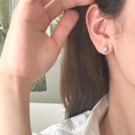 ALRNBY Gold Moonstone Earrings for Women Dainty Sparkly Stud Earrings 925 Sterling Silver Post Earrings Trendy Jewelry Gift for Her (Gold1)