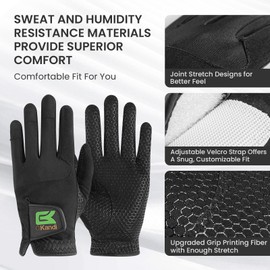Men's Golf Gloves Left Right Hand with Stylish Advanced Anti-Slip, Golf Gloves Enhanced Grip Premium Breathable Mesh Comfortable in S M ML L XL Sizes (S, Left)