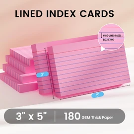 Index Cards 3x5 Inch, 300sheets, Flash Cards,Ruled Lined Pink Note Cards Paper For Studying, Schools Supplies, College, Office And Home Organization, Note Taking Supplies