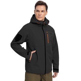 GEMYSE Men's Lightweight Rain Jacket Waterproof Raincoat Hooded Softshell Windbreaker for Outdoor Hiking Travel(Black,X-Large)