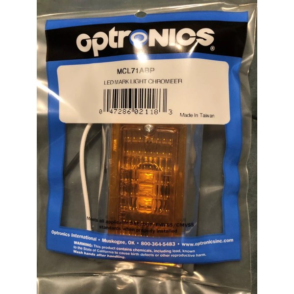 Optronics - MCL71ABP - LED MARK LIGHT MINI CHROME Amber-