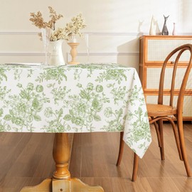 AIBIIN 132x182cm Green Floral Tablecloth Rustic flowers Rectangle Table Cover Washable Waterproof Wrinkle Resistant Table Cloths for Restaurants Picnics Outdoor Dining Wedding