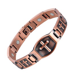 Jecanori Pure Copper Bracelet for Men, Ultra Strength Magnetic Cross Bracelets for Men, Mens Copper Cross Bracelet, Jewelry Gift with Sizing Tool