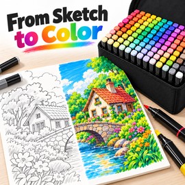 120-Color Dual Tip Alcohol Art Markers for Drawing – Fine & Broad Tips for Sketching, Coloring and Illustration