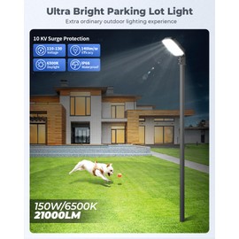 AGranTOP LED Parking Lot Light, 150W 21000LM Dusk to Dawn Outdoor Lighting Adjustable Outdoor Light Poles IP66 Waterproof Commercial Street Light for Yard, Barn, Driveway, Sport, Highway
