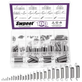 Swpeet 100Pcs 25 Different Sizes Stainless Steel Extension Spring with a Dual Hook Assortment Kit, Mechanical Extension Springs Small Spring for Home Repairs