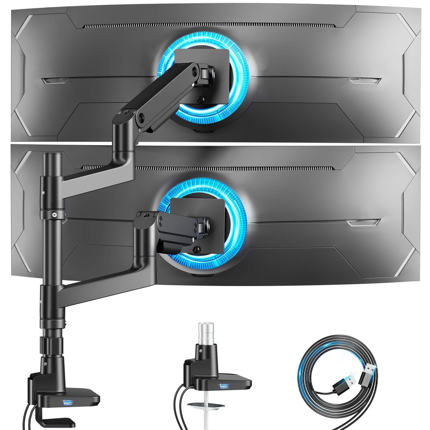 ARES WING ARES WING Dual Monitor Arm for Ultrawide Heavy Duty Curved ...