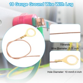 PATIKIL 8 Inch Bare Copper Wire-Copper Grounding Lugs, 20 Pcs Braided Copper Cables with Lug-Copper Connectors for Lighting Grounding