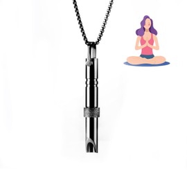 anxiety relief breathing necklace,anapana breathing necklace,calms for anxiety,Durable Stainless steel necklace, Meditation Breathing Practice for relaxation gifts for women (03#) (Style A- black)