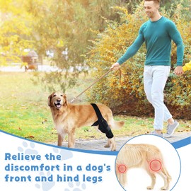 Dog Knee Brace for Hind Front Leg, Adjustable Dog ACL Recovery Aid Support, Cruciate Ligament Support for Injured Elderly Dogs Back Legs, Keep Warm and Pain Relif, Diving Cloth Material(Black, M)