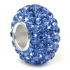 Metal Factory (1 Pc) Blue Crystal Ball Bead Sterling Silver