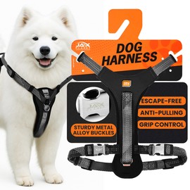 No-Pull Dog Harness with Handle - Escape Proof, Anti-Pulling, Grip Control, Multi-Angle Reflective for Safe Walks & Training, Easy On & Off, Metal Buckle–Pet Harness, Medium/Large Dogs- H4- Black
