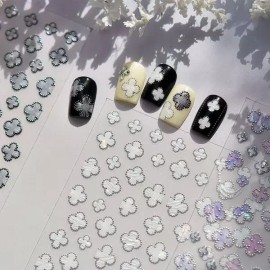 Lucky Nail 자개 클로버 네일스티커 행운네일 럭키네일 홀로그램네일 [엠보스티커 - 283] Mother-of-pearl Clover Nail Stickers Lucky Nails Hologram Nails [Embossed Sticker - 283]