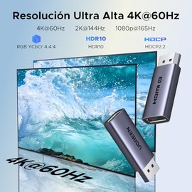 UGREEN Adaptador DisplayPort a HDMI 4K60Hz Compacto, Unidireccional, 2 Pack