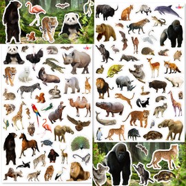 LINAYE 24 Sheets Jungle Stickers for Kids, 1032 PCS Safari Wild Zoo Animal Stickers for Scrapbooking,Water Bottles,Envelopes,Laptop Decal for Kids Boys Girls
