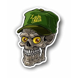 AMA SHOP Sticker PVC Shaped Skull with hat mod.2 | Stickers for Car | Sticker for Helmet, Motorcycle, Camper | Car tuning| laptop, pc