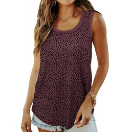 Summer Tops for Women Loose Fit Tank Top Flowy Boho Clothes Hippie Leopard Print M