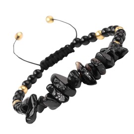 Natural Stone Bracelet for Women, WGXIA 7 Inch Energy Healing Crystal Bracelet Resizable Hand Braid Rope Thread Protection Bracelet for Men Gemstone Jewelry Gifts for Girls (Obsidian)