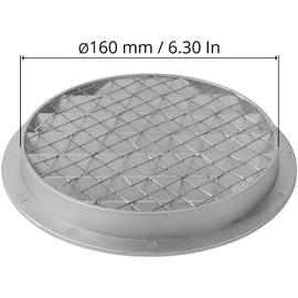 Repa Market 16cm Grey Air Vent Cover - Aluminum - Industrial Round Ventilation Grille - Metal Soffit Vent with Strainer - Mesh - Round Air Outlet or Air Intake for Home or Garage Wall
