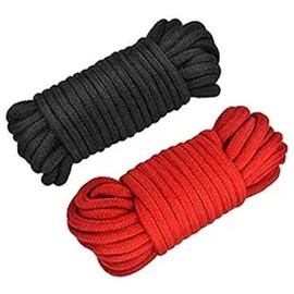 CRAFTCURL Soft Cotton Rope - Easy to DIY for Daily Using - Durable Natural Cotton Rope Thick Suitable for, Camping, Swing, Hanging Clothes & Home Decorative, (32 Feet 10m), (Black, Red)