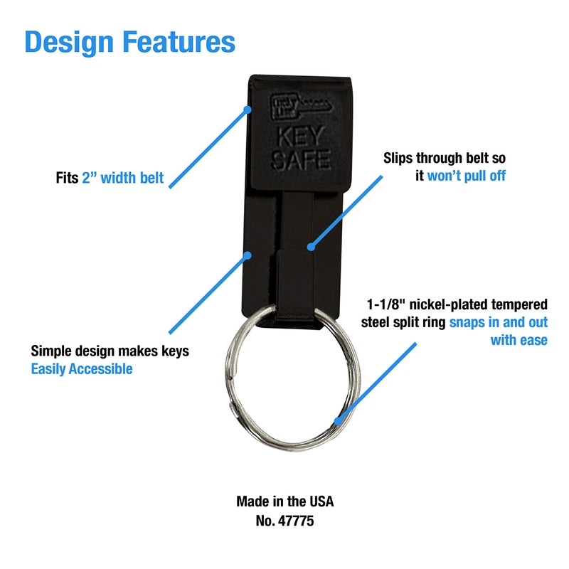 Lucky Line Key Safe Belt Key Ring Holder Slip On,