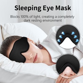 Sleep Eye Mask for Men Women, 3D Contoured Eye Mask for Sleeping with Adjustable Strap, Nighttime Sleep Eye Masks, Zero Eye Pressure Blindfold for Men Women, Soft Breathable Eye Shade for Travel Essentials