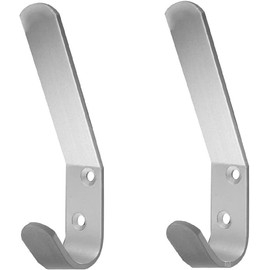 Dzina Aluminium Double Hat and Coat Hooks - 10 Pack Dress Robe Garment Hangers Hook 125mm x 4mm - Screws Included