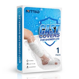 NITTIID Waterproof Cast Covers for Shower Leg - Watertight Seal - Adult & Kids - Reusable 1-Pack Leg Cast Covers for Shower Adult