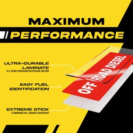 Off Road Diesel Stickers, Labels for Fuel Storage Tanks - Trucks, Tractors, & Other Heavy Equipment - Weatherproof, Extreme Stick, Durable, Dyed Fuel Identification Labels, By Fuel Stickers (6x2 inch), 20 Labels