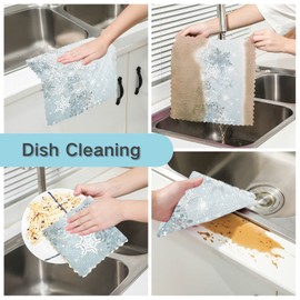 ALAZA Dish Towels Kitchen Cleaning Cloths Silver Snowflakes Winter Christmas Dish Cloths Absorbent Kitchen Towels Lint Free Bar Tea Soft Towel Kitchen Accessories Set of 6,11"x11"