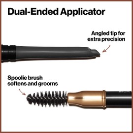 Revlon Colorstay Eyebrow Pencil with Spoolie Brush, Waterproof, Longwearing, Angled Tip Applicator for Perfect Brows, Soft Black (225)