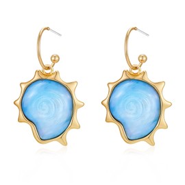 MUYAN Ocean Style Spiral Dangle Earrings for Women Acrylic Boho Swirl Earrings Holiday Jewelry