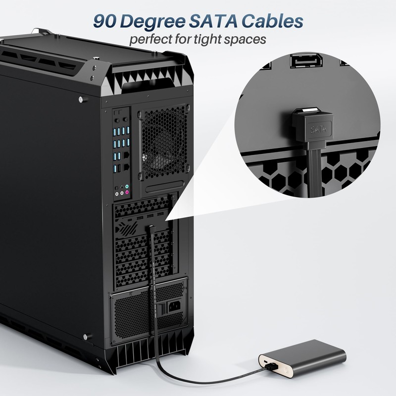 SATA Cable III 0.6FT (2-Pack), 7-Pin 90 Degree Right Angle