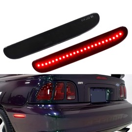 Tonsya Full Red Led Light Black Smoked Lens kit Compatible With 1994 1995 1996 1997 1998 Ford Mustang V6 GT Cobra SVT Rear Bumper Side Marker Lamp