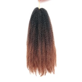 QRHSUKA Marley Twist Braiding Hair 18 Inch Marley Twist Hair 8 Packs Cuban Twist Hair Afro Kinky Curly Crochet Hair Synthetic Marley Hair Extensions (18 Inch(Pack of 8),1B/4/30)