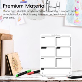 Lumanman Acrylic Planning Board with Storage Base, Mini Whiteboard for Desk, Small Dry Erase Board with Weekly Planner Menu, Reusable Desk Notepad for Home, Office, School, Accessories Included, White