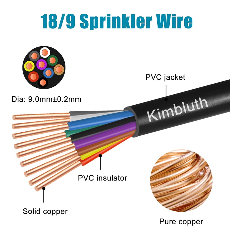 Kimbluth 18/9 Solid Sprinkler Wire 30FT 18 Gauge 9 Conductor