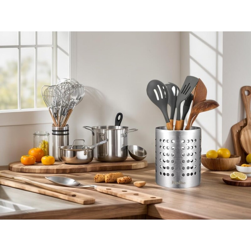 KSENDALO Metal Utensil Holder Set, Small SUS304 Steel Utensil Holder