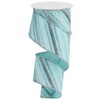 Metallic Ice Blue, Silver, White Ribbon - 2 1/2" x