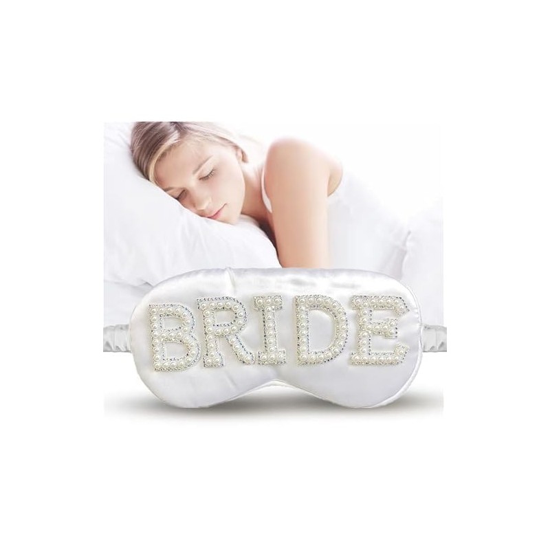 TRIXES Bride Sleep Mask, Rhinestones and Faux Pearls, Bride to