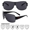 Khan Gearbox - Squared Curved One Piece Shield Sunglasses (Black
