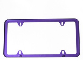 4 Holes Slim Stainless Steel License Plate Holder Frame (Purple)