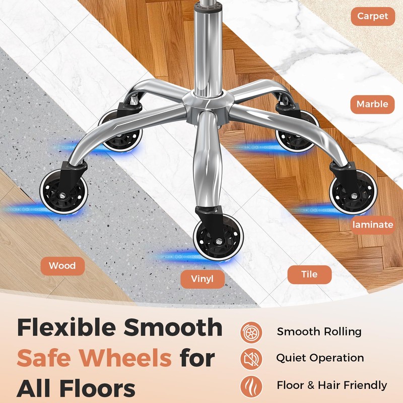 Rolling Stool Chair with Wheels, Height Adjustable Stool with Back
