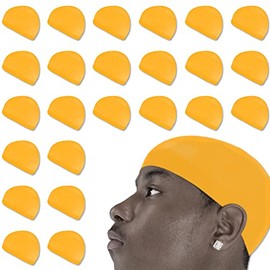 24 Pcs Wave Cap Stocking Caps Stretch Compression Long Lasting Lightweight Comfortable Fit Durable Mens Dome Cap Loc Cap Sleeping Hair Caps Wave Caps for Men (Yellow - 12 Pack of 2 Pcs)