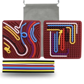 Sensorik Activity Board Doppelseitiges Aktivitätsbrett Sensorisches Aktivitätstafel für Kinder 3+ & Erwachsene zur Beruhigung, Angstzuständen, ADHD und Autismus, zum Reisetasche & 15 Schnüren(Rot)