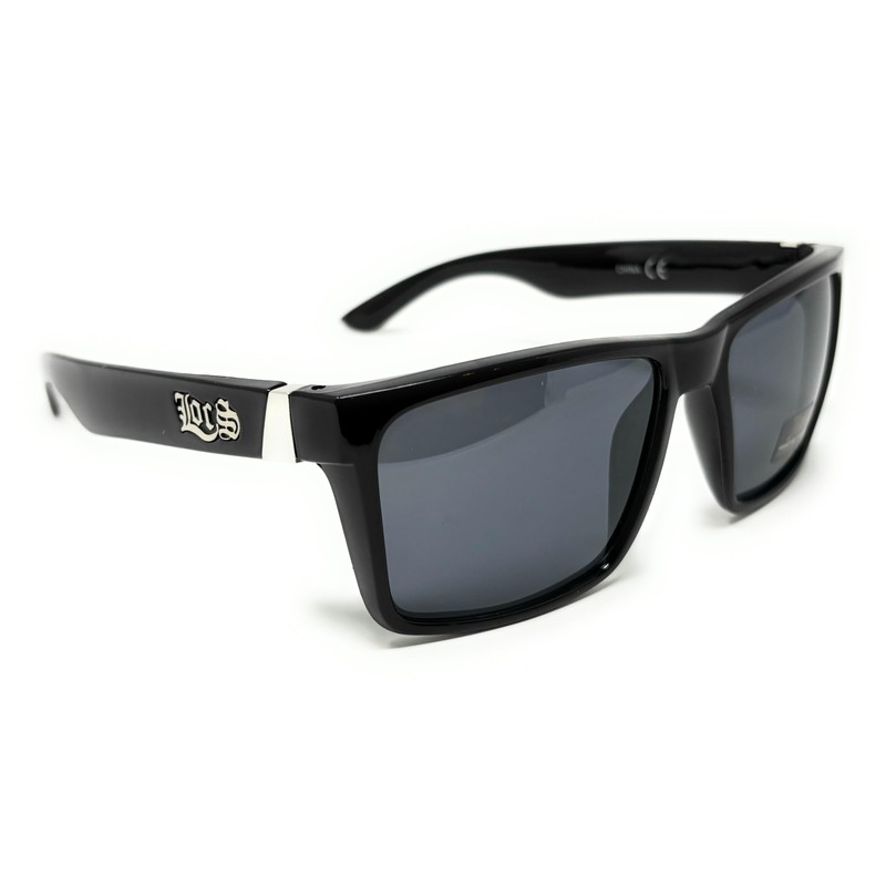 LOCS Hardcore Shades Square Sunglasses with Black Frame, Grey Lenses,