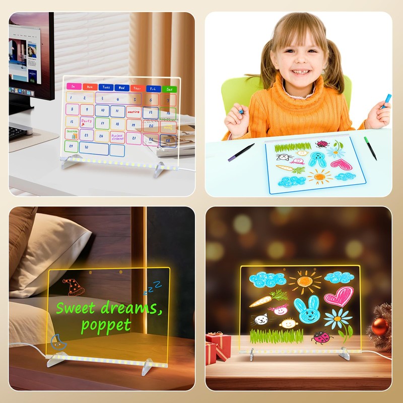 Acrylic Led Drawing Board with 10 Light Modes, Magic Message