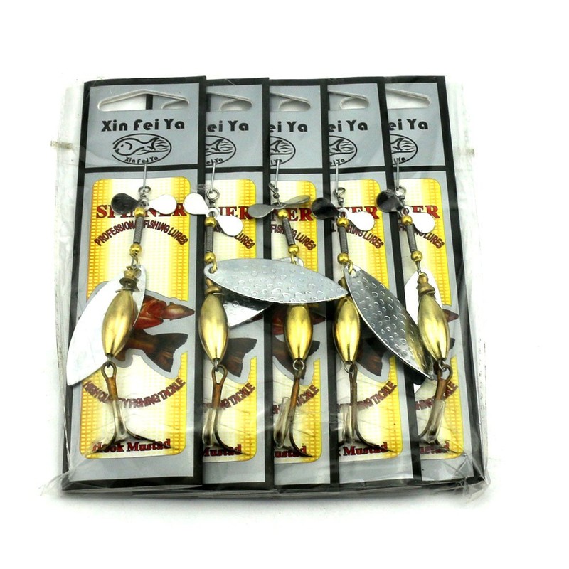 HENGJIA Lot 5 Metal Spinner Spoon Trout Bass Pike Metal
