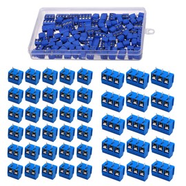 HUAZIZ 150 Pieces Blue 2/3 Pin PCB Mount Screw, 5 mm Terminal Block, Screw Terminal Connector + 1 Piece Yellow Screwdriver for Arduino
