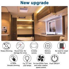 VIPMOON 12-24V Rotary Dimmer Switch LED and Switch Lever to Adjust the Brightness of LED Strip Monochrome Low Power Fan and Motor Speed Control